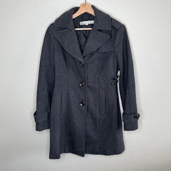 Kenneth Cole Classic Womens Gray Wool Blend Peacoat Size 6 - Picture 2 of 9